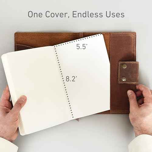 Albero Genuine Leather Refillable Journal for Men & Women - 5x8 Vintage Brown Handmade Leather Cover, 200+200 Lined & Unlined Pages (100gsm) - A5 Notebook Travel, Engineering, Executive & Writers Use