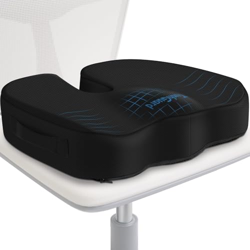 TushGuard Memory Foam Seat Cushion - Black, Large for Office Chair, Car