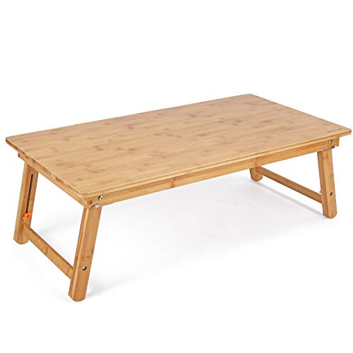 Nnewvante Large Foldable Bamboo Floor Desk - 33.5 x 17.7 inches, Adjustable Height