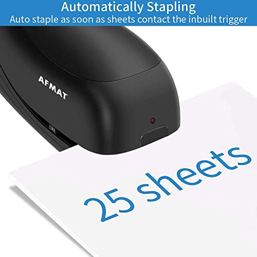 Electric Stapler for Desk, Automatic Stapler Desktop, Office Staplers Electric, AC or Battery Operated Staplers Heavy Duty Office Use, with Reload Reminder & Release Button, 25 Sheets Capacity, Black