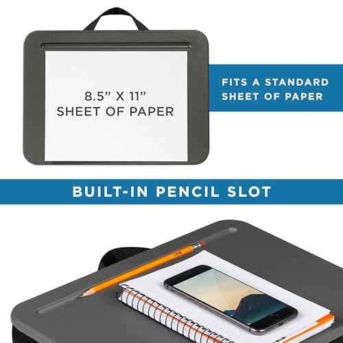 LAPGEAR Compact Lap Desk - Fits up to 15 Inch Laptops - Charcoal - Style No. 43105