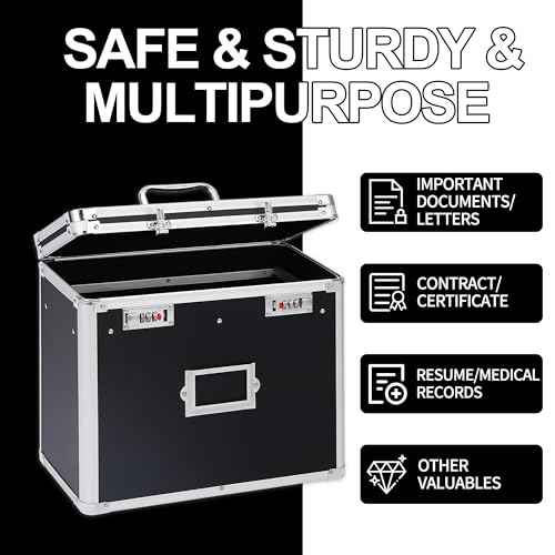 Aluminum Storage File Box with Lock,Portable Locking Storage Totes with Dual Combination Locks for Filing Office Documents