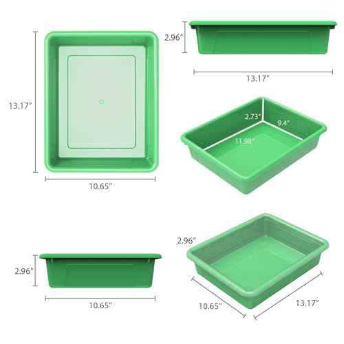 School Smart Sturdy Plastic Storage Tray, Multifunctional Design for Classroom, Home, and More, Letter Size, Green