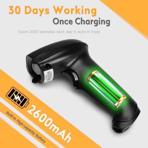 WoneNice Wireless Barcode Scanner, 2D QR Handheld Scanner for iOS Mac Windows, Plug and Play USB Cordless 1D Barcode Reader for Retail Store Warehouse Inventory