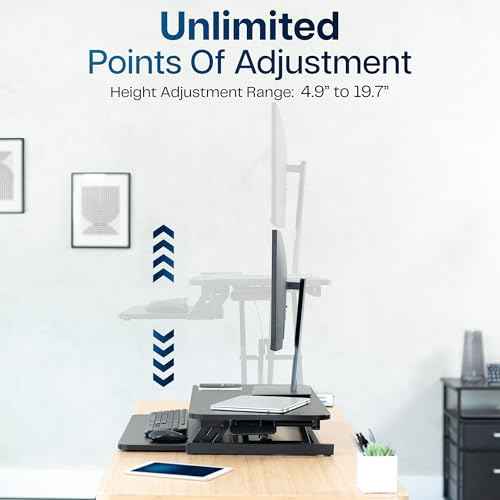 VIVO Height Adjustable 32 inch Stand Up Desk Converter, Quick Sit to Stand Tabletop Dual Monitor Riser Workstation, Black, DESK-V000S