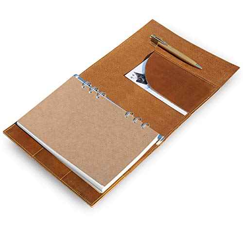 WANDERINGS A5 Leather Binder Journal ? Handcrafted 6 Ring Organizer with Pockets ? Leather Planner with Planner Inserts ? 52 Week Undated Calendar | A5 6 Ring Binder Filofax Compatible ? 6¡± x 8.5¡±