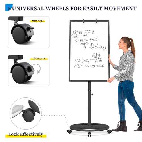Mobile Whiteboard ? 36 x 24 inches Portable Magnetic Dry Erase Board, 3' x 2' Stand Easel White Board Dry Erase Easel Standing Board w/Flipchart Hooks (Black)