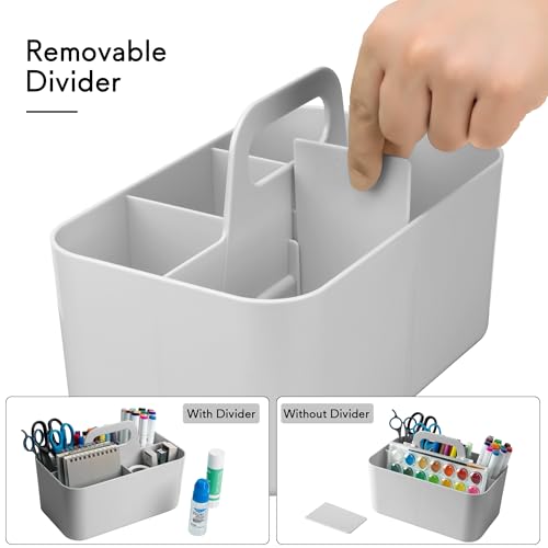 Gray Rectangle Multipurpose Caddy Organizer with Handle - Stackable Plastic Office and Dorm Storage