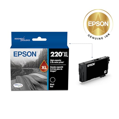 EPSON 220 DURABrite Ultra Ink High Capacity Black Cartridge (T220XL120-S) Works with WorkForce WF-2630, WF-2650, WF-2660, WF-2750, WF-2760, Expression XP-320, XP-420, XP-424
