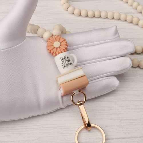 Teacher Lanyard with ID Holder, Fashion Wood Beaded Lanyard for Keys, Super Cute Boho Breakaway Lanyard for Women, 19.5