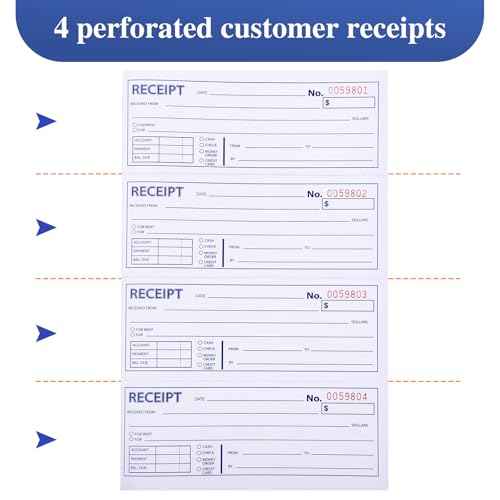 6 Pack Receipt Books,7-5/8" x 10-7/8" Receipt Book with Carbon Copies, 3-Part Carbonless (White,Yellow and Pink),100 Sets Per Book