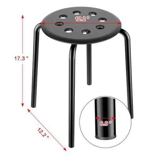 Yaheetech 17.3in Height Portable Plastic Stools Backless Round Top Kitchen Home, Garden & Living Pack of 5 Black