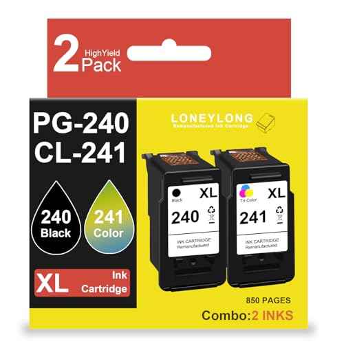 240XL 241XL Ink Cartridge Combo Pack Replacement Compatible for Canon PG-240XL CL241 for PIXMA TS5120 TS5100 MX472 MG3620 MG3600 MG3520 MG2120 MG3222 Printer(Black&Color)
