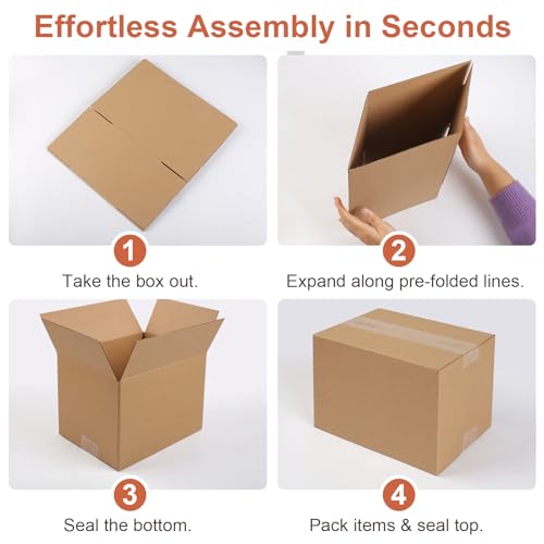 HANWRAPS Brown 4x4x4 Inches Small Shipping Boxes - 4 Pack, Corrugated Cardboard Packaging for Gifts & Mailing