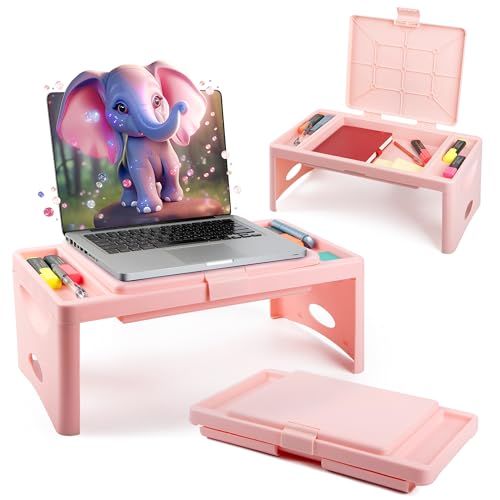 Loddie Doddie Pink Folding Lap Desk with Storage - Portable Table, 9.75" x 12"