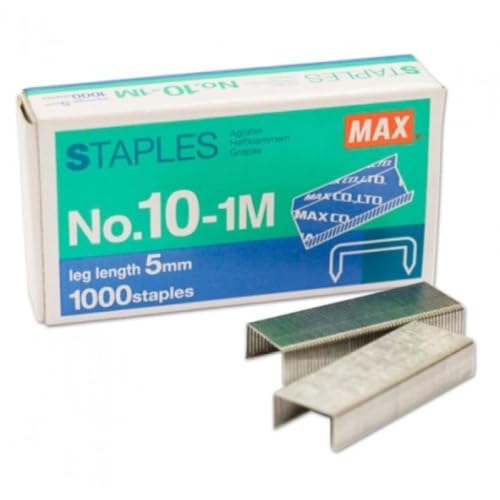 MAX No.10 Mini Staples 8.4mm x 5mm for HD-10FL Handy Staplers – 50 Staples/Stick, 1,000/Box, Made in Japan