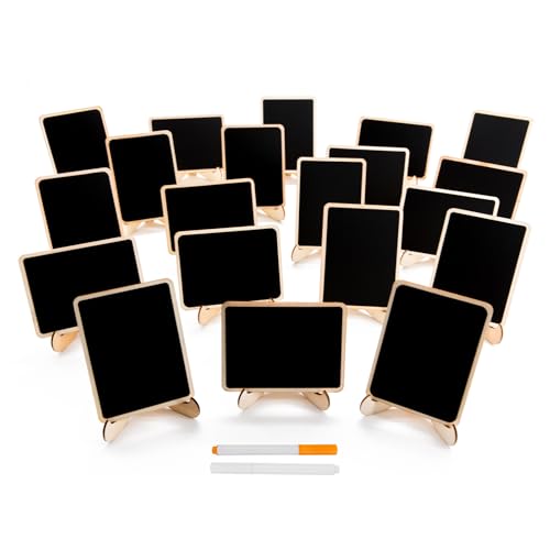 20 Pack Mini Wooden Chalkboards with Support Easels for Weddings & Events