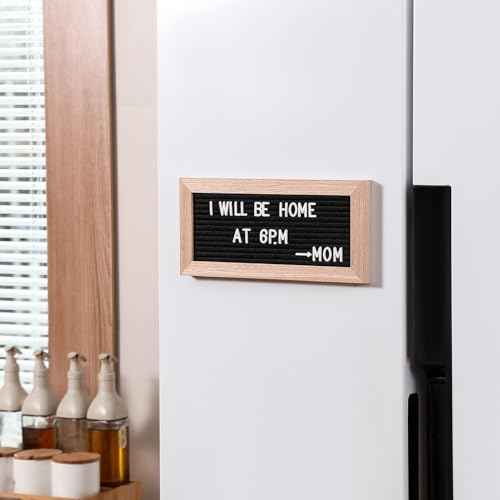 Small Magnetic Felt Letter Board 11x5Inch with Changeable Letters and Numbers, Message board Letter Sign Board in Wood Frame for Anoucement&Notification(Black)