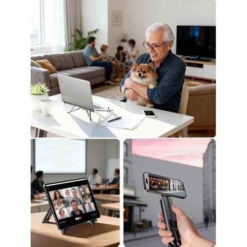 Portable Foldable Laptop Stand for Desk, 360¡ÆAdjustable Magnetic Cell Phone Holder Tripod Compatible with 13?16" Laptops & 4?13" Phones/Tablets, 8-Level Height Adjustment, Aluminum Alloy