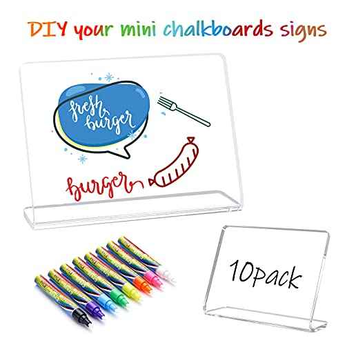 20 Pack Acrylic Mini Chalkboard Signs for Food, AITEE Clear Mini Tabletop Chalkboards, Small Buffet Chalkboards for Bakery, Birthday Parties, Message Boards, Weddings and Retail