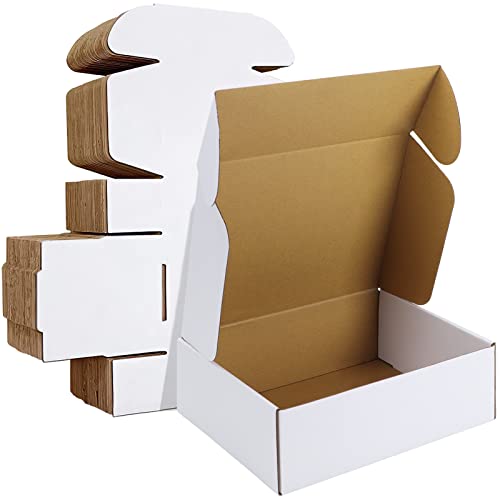 HORLIMER 12x9x4 Inch White Shipping Boxes Set of 20, Corrugated Cardboard Mailers