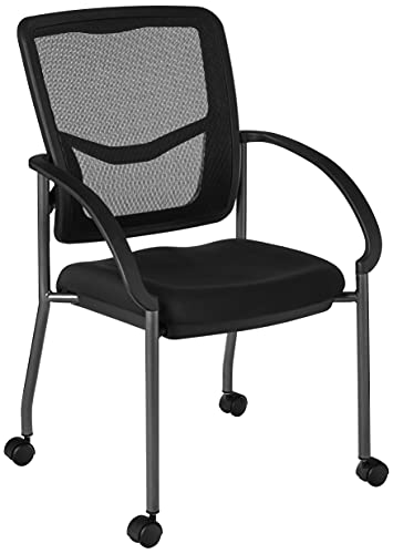 Office Star ProGrid Deluxe Visitor's Chair with Breathable Back, Padded Seat & Casters