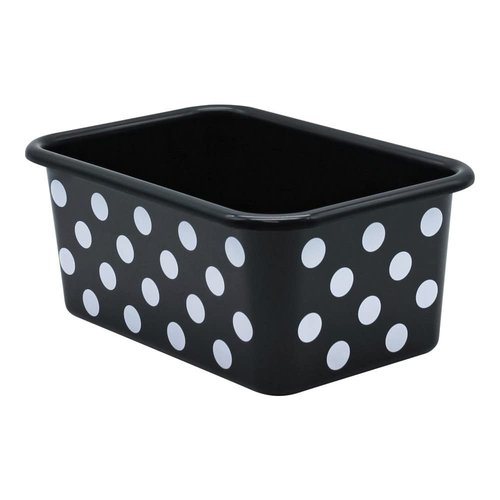 Teacher Created Resources® White Polka Dots on Black Small Plastic Storage Bin