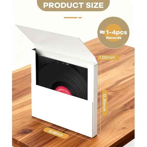 25 Pack Vinyl Record Mailers, 12" x 12" x 1" Easy Fold Album Shipping Boxes, Heavy Duty Cardboard Mailer Box for Mailing Shipping Moving Packing Storage, White
