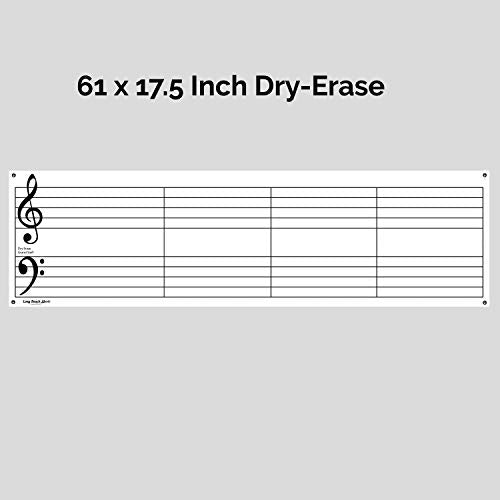 Dry Erase Music Grand Staff Laminated Poster, 61" Inches Large Jumbo Size for Classroom Lessons, Includes Pen & Eraser