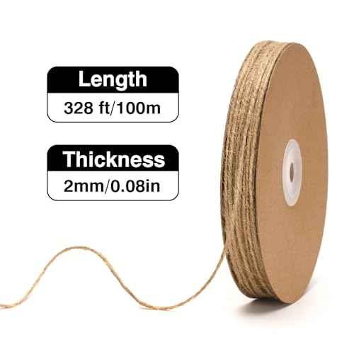 KINGLAKE Natural Jute Twine String - 2mm Twine String for Crafts 328 Feet 3 Ply Jute Rope for Gift Wrapping Christmas Packing Arts Decoration Wedding Gardening
