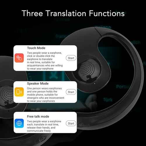 Language Translator Earhooks, 144 Languages Real Time Translator Earbuds, Bluetooth 5.3 Translator Earphones with Lanyard for Travel & Business (Black)