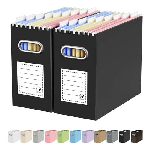 Oterri Black Letter-Size Collapsible Cardboard File Box with Handles - 2 Pack