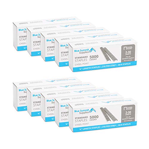 50,000 Staples 1/4 Inch Chisel Point Jam Free Staples for Office Use