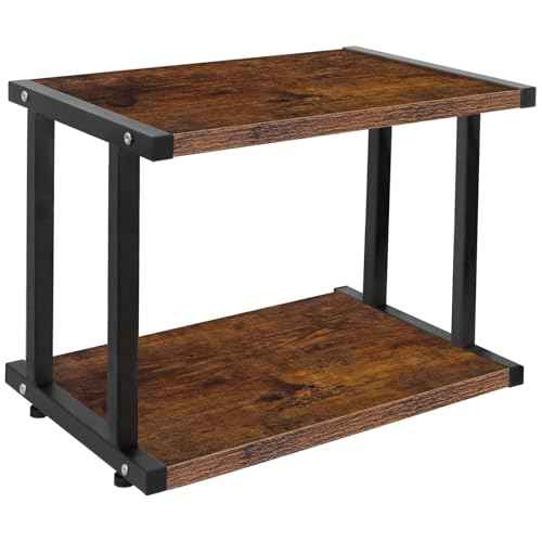 Printer Stand with Storage, Home Office Desk Organizer Shelf for Printer Fax Machine,Wood Desk Stand Heavy Duty Printer Table,Rustic Brown (2-Tier)