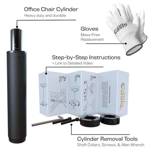 Office Chair Cylinder Replacement with Removal Tool (As Seen On PBS) - Heavy Duty Pneumatic Gas Lift Piston for Desk Chairs and Gaming Chairs - Universal Fit