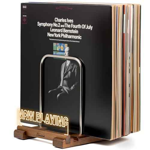 Vinyl Record Holder for 35 LPs, Light Up Now Playing Vinyl Record Stand, Wooden Album Storage Organizer, Album Holders for Records Display, Accessories Gifts for Music Lovers