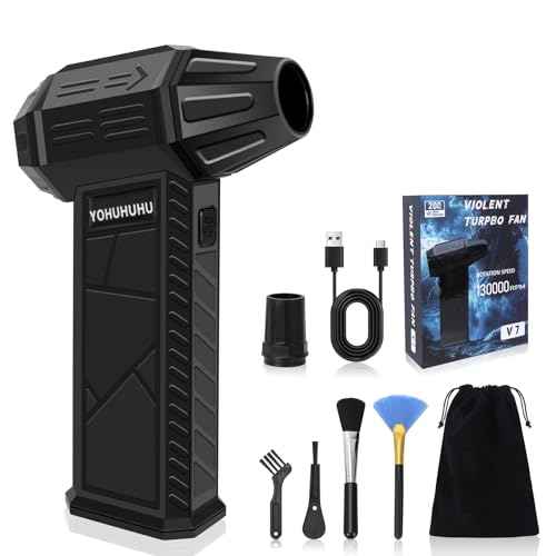 Compressed Air Duster 130000RPM Electric Air Duster Knob Adjustment Gear Rechargeable Cordless Jet Air Blower Turbo Fan for Computer Keyboard Outdoors Car Home