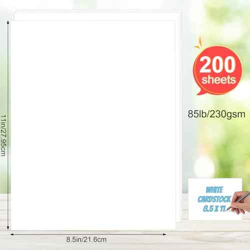 Joyberg 200P White Cardstock 8.5 x 11, 230gsm Cover Cardstock Paper, 85 Lb Heavy Card Stock for Printer, Card Stock Paper for Invitations, Scrapbooking, Crafts, Diy Cards, Decoration, Drawing