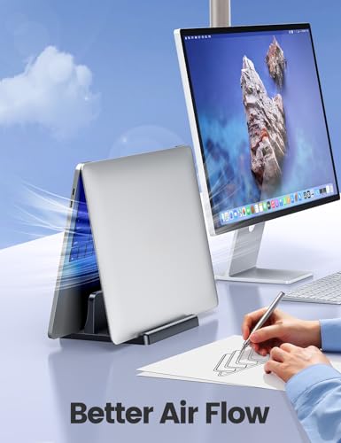 Vaydeer Black Vertical Laptop Stand Holder Organizer for MacBook, Dell, HP, Lenovo, 17.3-inch