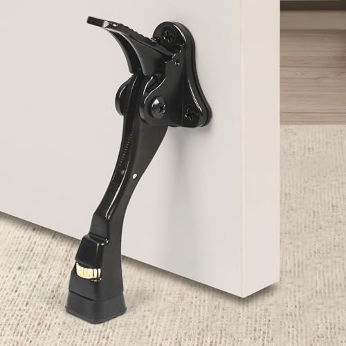 ENYZTBI Black 4-Inch Heavy Duty Kick Down Door Stopper - Adjustable & One-Touch