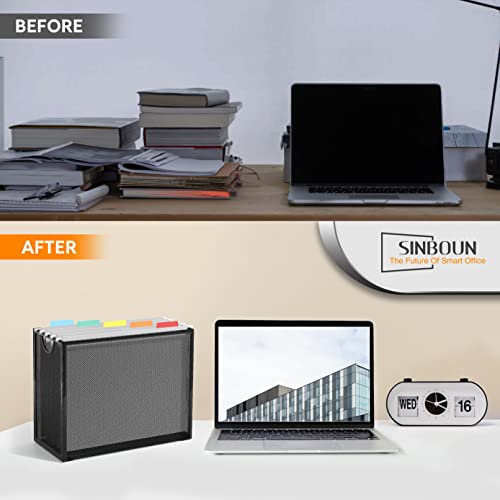 Sinboun Hanging File Organizer with 5 Grey Letter Size Folders - Office Document Storage