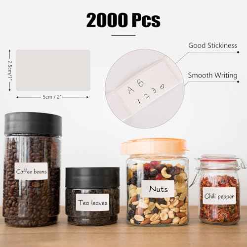 2000 Pcs Removable Freezer Labels, 1" x 2" Blank Label Stickers with Perforation Line Waterproof Oil Resistant Sticker Labels for Food Containers Jars Bottle
