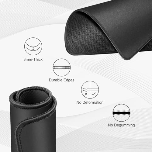JIKIOU Black 3-Pack Mouse Pads with Stitched Edges, 10.2x8.3in, Durable & Non-Slip