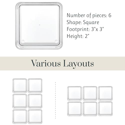 STORi SimpleSort 6-Piece Clear Stackable Drawer Organizer Set 3x3x2" for Makeup & Office