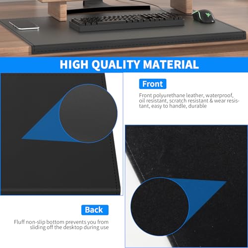 AKOZLIN 27.55¡±x 18.9" Soft PU Leather Surface Office Desk Mouse Mat Anti-Push Pad with Full Grip Fixation Lip Table Blotter Edge-Locked Protector
