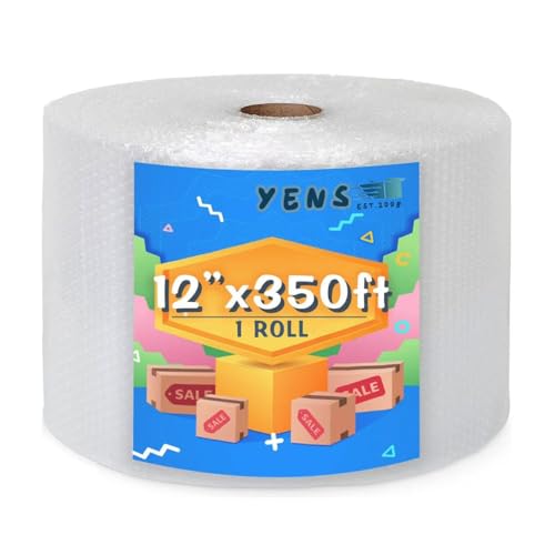 Large 350 ft Recycled Bubble Cushioning Roll, 12-Inch Width for Packaging