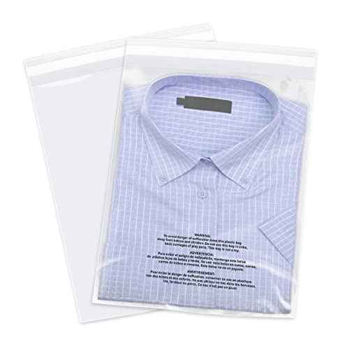 8" x 10" (1000 Count) Self Seal Clear Poly Bags with Suffocation Warning for Packaging, Shipping, Clothing, Shirts & FBA - Resealable Adhesive