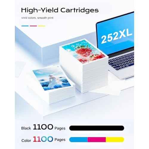 Remanufactured for Epson 252 252XL Ink Cartridges Combo Pack 252xl Ink Cartridges for Epson Workforce WF-7710 WF-7110 WF-7720 WF-3620 WF-3640 High Yield(2 Black, 1 Cyan,1 Magenta£¬1 Yellow)