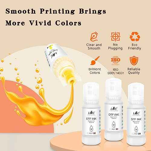 L&C White DTF Ink for Epson ET-8550 Refill for epson et-8550 DTF Printers, Heat Transfer Printing White Ink 100ml X 4