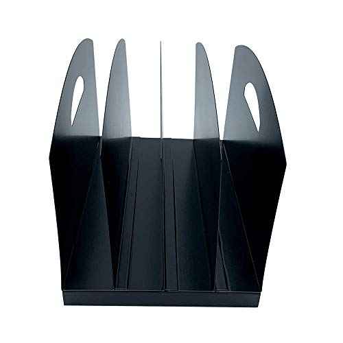 Huron Desktop File Organizer Vertical 4 Slot w/Handles, Black Steel